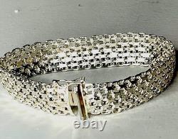 Vtg Milor Bracelet 925 Sterling Silver Flexible 1/2 Wide 8 Long Made in Italy