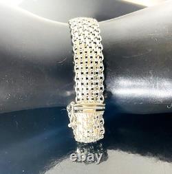 Vtg Milor Bracelet 925 Sterling Silver Flexible 1/2 Wide 8 Long Made in Italy
