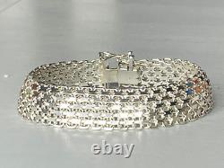 Vtg Milor Bracelet 925 Sterling Silver Flexible 1/2 Wide 8 Long Made in Italy