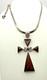 Vtg. Modern Hand Made Sterling Silver Formed Enamel Cross Pendant & 17 Necklace