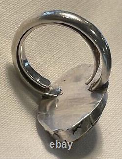 Vtg. Natural Boulder Opal Stone Ring in Sterling Silver Hand Made Size 8.5