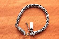 Vtg Rare Hecho A Mano Sterling Silver Hand Made Bracelet 42.3 grams 7 7/8 7mm