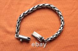 Vtg Rare Hecho A Mano Sterling Silver Hand Made Bracelet 42.3 grams 7 7/8 7mm
