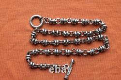 Vtg Rare Unique Sterling Silver Hand Made Bikers Chain 56 grams 16 3/4 long 7mm