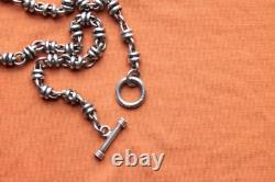 Vtg Rare Unique Sterling Silver Hand Made Bikers Chain 56 grams 16 3/4 long 7mm