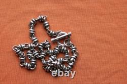 Vtg Rare Unique Sterling Silver Hand Made Bikers Chain 56 grams 16 3/4 long 7mm