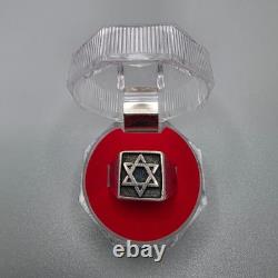 Vtg Star of David Signet Oxidized 925 Sterling Silver Mens Ring Made in Israel