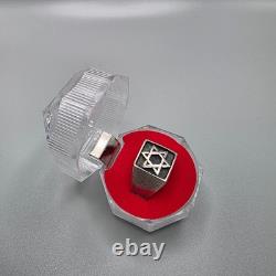 Vtg Star of David Signet Oxidized 925 Sterling Silver Mens Ring Made in Israel