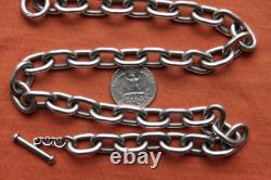 Vtg Sterling Silver Hand Made Bikers Chain 139.5 grams 20 Long 12mm Wide