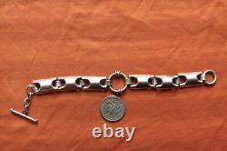 Vtg Sterling Silver Hand Made Mexico Bracelet 48.8 grams 8 1/8 13mm