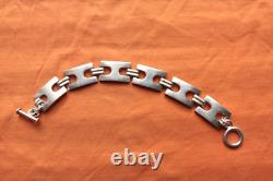Vtg Sterling Silver Hand Made Mexico Bracelet 53.9 grams 8 1/8 16mm wide
