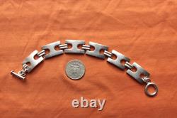 Vtg Sterling Silver Hand Made Mexico Bracelet 53.9 grams 8 1/8 16mm wide