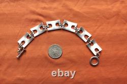 Vtg Sterling Silver Hand Made Mexico Bracelet 53.9 grams 8 1/8 16mm wide