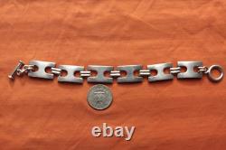 Vtg Sterling Silver Hand Made Mexico Bracelet 53.9 grams 8 1/8 16mm wide