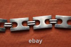 Vtg Sterling Silver Hand Made Mexico Bracelet 53.9 grams 8 1/8 16mm wide
