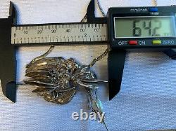 Vtg Sterling Silver Necklace Artisan Made 28.4g Fine Jewelry Mother Bird Feeding