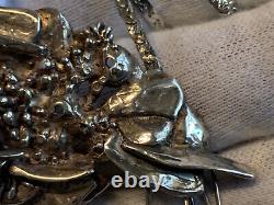 Vtg Sterling Silver Necklace Artisan Made 28.4g Fine Jewelry Mother Bird Feeding