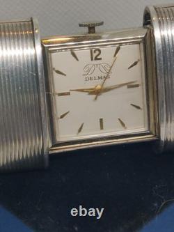 Vtg Sterling Silver Swiss Made Delmas Ermeto Style Purse/Travel Watch Running
