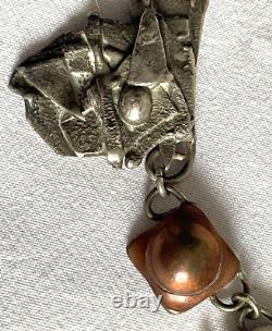 Vtg Studio Made Sterling Silver Copper Brutalist Necklace Earrings Free Ship