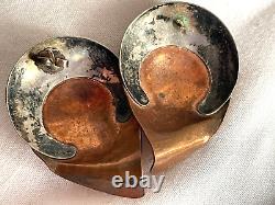 Vtg Studio Made Sterling Silver Copper Brutalist Necklace Earrings Free Ship