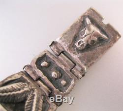 Vtg Western Men's Sterling Silver Hand Made Wrist Watch Band &Watch Figural 138g