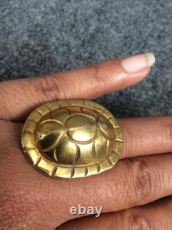 Vtg artisan hand made sterling silver 925 vermeil turtle bell Ring Size 7.5