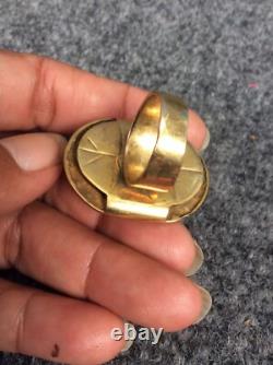 Vtg artisan hand made sterling silver 925 vermeil turtle bell Ring Size 7.5