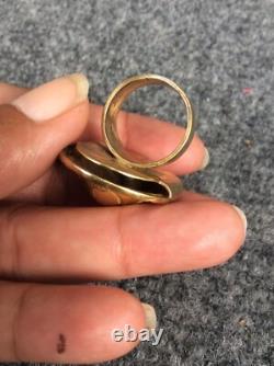 Vtg artisan hand made sterling silver 925 vermeil turtle bell Ring Size 7.5