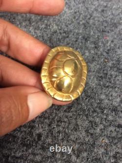Vtg artisan hand made sterling silver 925 vermeil turtle bell Ring Size 7.5