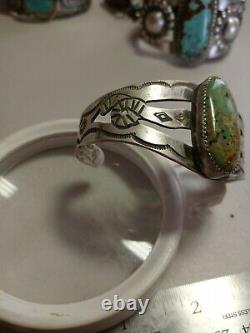 WOW Pawn RARE ZUNI STERLING TURQUOISE WITH Open Work CUFF HAND MADE SNAKES