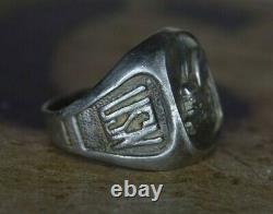 WWII U. S. Navy Seabees Construction Battalion Ring Made of Sterling Silver