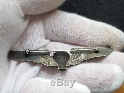 WWII US Army Air Force Sterling Silver Balloon Pilot Wings Made by CWP