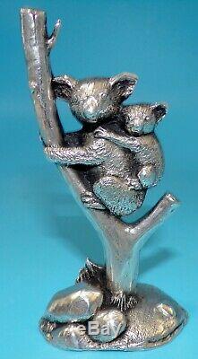 Wah Ming Chang SIGNED SOLID STERLING SILVER KOALA & CUB 365 GRAMS ONLY 3 MADE