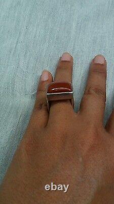 Well made sterling silver 925 brown red stone ring size 6