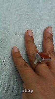 Well made sterling silver 925 brown red stone ring size 6