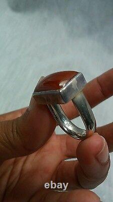 Well made sterling silver 925 brown red stone ring size 6