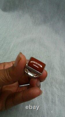 Well made sterling silver 925 brown red stone ring size 6