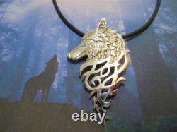 Wolf head with tribal weave pendant made sterling silver 925-artisanal product