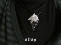 Wolf head with tribal weave pendant made sterling silver 925-artisanal product