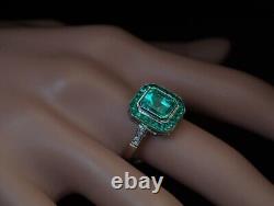 Women Baguette Ring 925 Art Deco Style Sterling SIlver Green Engagement Jewelry