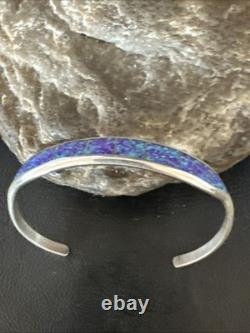 Women Purple Gilson Opal Sterling Silver Cuff Inlay Bracelet 7.0 20324