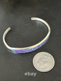 Women Purple Gilson Opal Sterling Silver Cuff Inlay Bracelet 7.0 20324