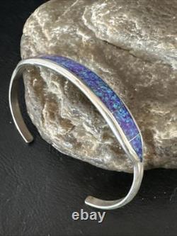 Women Purple Gilson Opal Sterling Silver Cuff Inlay Bracelet 7.0 20324