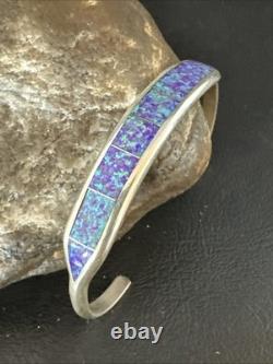 Women Purple Gilson Opal Sterling Silver Cuff Inlay Bracelet 7.0 20324