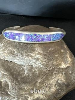 Women Purple Gilson Opal Sterling Silver Cuff Inlay Bracelet 7.0 20324