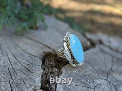 Women's Vintage Navajo Ring Turquoise Hand Made Native American Jewelry sz 7.5