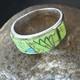 Womens Rare Green Gaspeite Sterling Silver Band Inlay Ring Size 9.5 19149