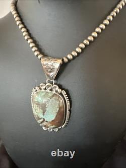 Yazzie Navajo Sterling Silver Blue Rustic Turquoise Necklace Pendant 18995