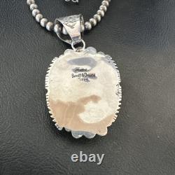 Yazzie Navajo Sterling Silver Blue Rustic Turquoise Necklace Pendant 18995
