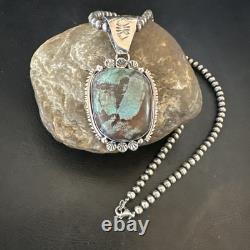 Yazzie Navajo Sterling Silver Blue Rustic Turquoise Necklace Pendant 18995